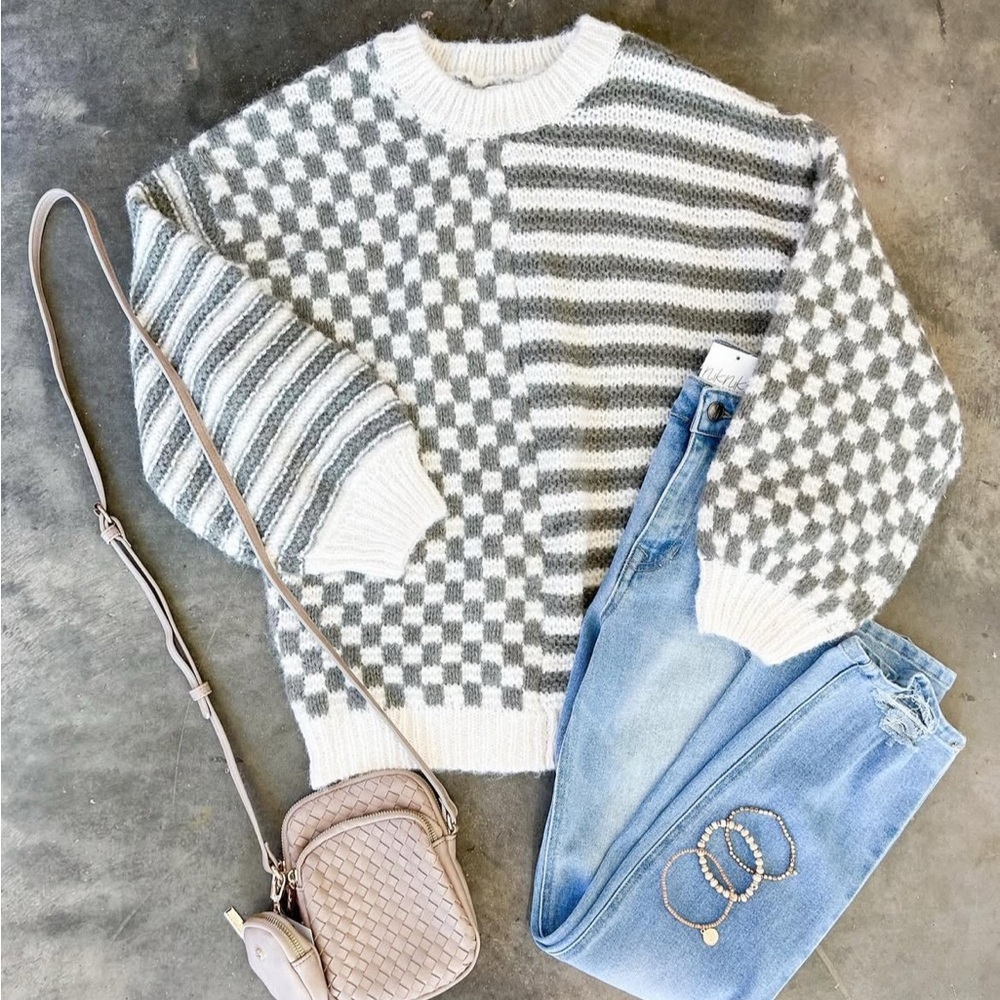 White and green sweater
